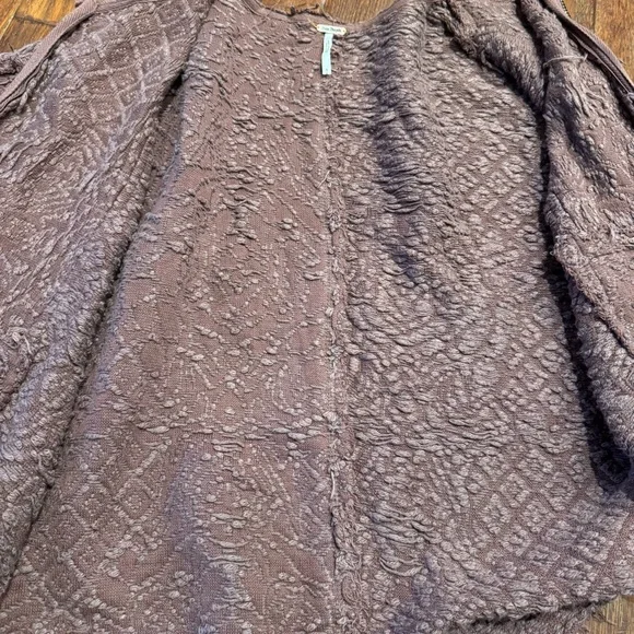 Free People Textured Knit Jacket in Plum - Picture 6 of 11